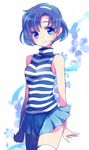  bishoujo_senshi_sailor_moon blue blue_eyes blue_hair blue_skirt hairband mizuno_ami ro_(igris-geo) shirt short_hair skirt sleeveless sleeveless_turtleneck smile solo striped striped_shirt thighhighs turtleneck white_legwear zettai_ryouiki 