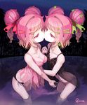  artist_name babydoll black_panties breasts cleavage couple double_bun eye_contact hair_ornament hair_ribbon hairclip heart holding_hands incest kiss looking_at_another medium_breasts multiple_girls navel original panties pink_eyes pink_hair pink_panties ribbon riccae short_hair siblings small_breasts twincest twins underwear yuri 