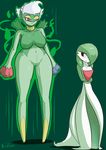  breast_envy breasts female gardevoir green_nipples inverted_nipples nintendo nipples nivrozs one_eye_closed pok&#233;mon pok&eacute;mon red_eyes roserade video_games wide_hips 