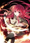  alastor_(shakugan_no_shana) fire jewelry long_hair pendant red_eyes red_hair school_uniform serafuku shakugan_no_shana shana sword tachitsu_teto thighhighs weapon 