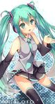  aqua_eyes aqua_hair hatsune_miku highres kantoku_(style) long_hair necktie niwashi_(yuyu) smile solo twintails vocaloid 