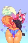  butt camel_toe canine female fox looking_at_viewer looking_back sif skimpy solo 