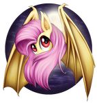  2013 alpha_channel bat bat_wings cloud equine female fluttershy_(mlp) friendship_is_magic hair high-roller2108 horse looking_at_viewer moon moonlight my_little_pony pegasus pink_hair plain_background pony red_eyes sky solo transparent_background vampire wings 