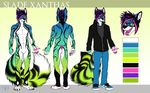  ambiguous_gender anus back biceps black_claws black_fur black_hair black_markings black_nose blue_fur body_markings butt canine chest_tuft claws clothing colorful cyan_fur ear_piercing eyewear fangs fluffy_tail footwear fox fur glasses green_eyes green_fur grin hair hindpaw hoodie jeans long_tail male mammal markings model_sheet multi-colored_hair muscles nude open_mouth pants pawpads paws pecs piercing pink_hair pink_pawpads pose purple_fur purple_hair shirt shoes slade_xanthas smile sneakers solo sparkledog standing teeth toe_claws tongue tongue_out tongue_piercing tuft vallhund white_fur yellow_eyes 