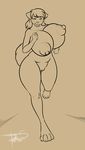  anthro areola big_breasts breasts canine dog erect_nipples female freckles_(artist) hair huge_breasts mammal nipples pussy solo 