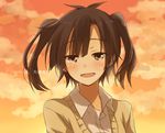  blush brown_eyes brown_hair chiyo_82 confession enomoto_takane kagerou_project long_hair looking_at_viewer open_mouth school_uniform smile solo tears translated twintails upper_body 