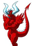  biceps crossed_arms demon dragmon dragon fangs horn invalid_color invalid_tag male muscles nipples nude pecs plain_background pose red_nipples red_skin scales solo spikes standing teeth white_background yellow_eyes 