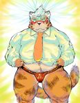 clothing feline fundoshi hair kemono male mammal midriff navel necktie shirt solo star tiluta underwear 