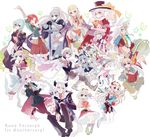  6+girls :d animal_ears arthur_(rune_factory) bad_id bad_pixiv_id bishnal_(rune_factory) blonde_hair blue_hair braid clorica_(rune_factory) diras dolce_(rune_factory) doug_(rune_factory) forked_eyebrows forte_(rune_factory) fox_ears frey_(rune_factory) gold_trim hat hima_ki horse_boy horse_ears horse_tail kiel_(rune_factory) kohaku_(rune_factory) lest_(rune_factory) long_hair margaret_(rune_factory) multiple_boys multiple_girls open_mouth pantyhose pico_(rune_factory) pink_hair pointy_ears red_hair rune_factory rune_factory_4 selzawill short_hair simple_background smile tail thick_eyebrows thighhighs twin_braids twintails white_background witch_hat xiao_pai 