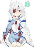  ahoge blazblue bodysuit cake cape eating esuto eyepatch food highres md5_mismatch nu-13 red_eyes silver_hair 