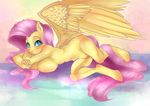  anthro anthrofied blush breasts equine female fluttershy_(mlp) friendship_is_magic fur hair horse lavenderundies long_hair looking_at_viewer looking_back mammal my_little_pony navel pegasus pink_hair pony pussy solo unknown_artist wings yellow_fur 