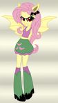  clothing equestria_girls fangs female fluttershy_(eg) human mammal my_little_pony skirt smile sunset-sunrize vampire wings 
