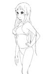  akiyama_mio bad_id bad_pixiv_id bikini greyscale hand_on_hip highres k-on! kanau lineart long_hair monochrome swimsuit 