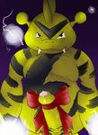  anthro big_penis bow christmas chubby electabuzz erection holidays humanoid_penis looking_at_viewer male nintendo nude penis pok&#233;mon pok&eacute;mon precum ribbons solo theunderdog uncut video_games 