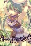  :d ame_yamori armpits cravat frey_(rune_factory) gloves green_eyes green_hair long_hair miniskirt open_mouth rune_factory rune_factory_4 skirt sleeveless smile solo twintails 