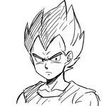 collarbone dragon_ball dragon_ball_z frown greyscale lowres male_focus monochrome petagon simple_background sketch solo upper_body vegeta white_background 