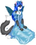  &lt;3 2007 blue_eyes clothed clothing conditional_dnp crossdressing dress feline male mammal minyu simple_background solo vilani white_background 