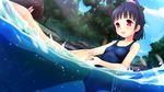  black_hair chiri_(atlanta) chuablesoft game_cg red_eyes sawamiya_shiori school_swimsuit swimsuit wagaya_no_himegami-sama! water wet 