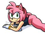  amy_rose anthro clothed clothing female fur green_eyes headband hedgehog looking_at_viewer mammal mumblegroan pink_fur simple_background solo sonic_(series) splits spread_legs spreading swimsuit white_background 