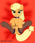  applejack_(mlp) equine female fishnet friendship_is_magic gutovi-kun horse looking_at_viewer lying my_little_pony on_back pony pussy rope seductive smile stockings 