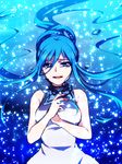  aoki_hagane_no_arpeggio blue_eyes blue_hair choker crying dress long_hair personification ponytail solo takao_(aoki_hagane_no_arpeggio) tukno underwater 