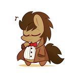  bow_tie brown_fur brown_hair chibi clothed clothing coat doctor_whooves_(mlp) equine eyes_closed feral friendship_is_magic fur hair horse lifeloser male mammal my_little_pony plain_background pony smile solo suit 