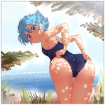  ass blue_eyes blue_hair competition_school_swimsuit nikukyuu-man nishijima_waon one-piece_swimsuit precure school_swimsuit short_hair suite_precure swimsuit thigh_gap 