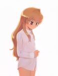  aisaka_taiga bottomless brown_eyes brown_hair dress_shirt ikeda_jun_(mizutamari) long_hair shirt solo toradora! 