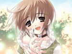  blush brown_hair game_cg glasses green_eyes itou_noiji komorebi_ni_yureru_tamashii_no_koe short_hair solo tachibana_koharu 