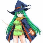  aqua_eyes bottomless green_hair hat kurenasm long_hair masou_shizuka rance_(series) rance_vi solo witch_hat 