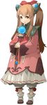  blush bow brown_eyes brown_hair child dress enami_katsumi hair_bow highres holding holding_wand long_hair lymle_lemuri_phi official_art rod solo standing star_ocean star_ocean_the_last_hope twintails wand white_bloomers 