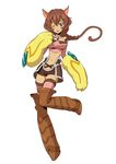  .hack//link 1girl ;p animal_ears artist_request bell bell_collar boots brown_hair cat_ears cat_paws collar midriff navel official_art one_eye_closed paws ponytail purple_eyes short_shorts shorts solo tabby_(.hack//) thigh_boots thighhighs tongue tongue_out 