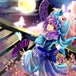  cherry_blossoms hat hikariz moon night saigyouji_yuyuko solo touhou 