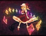  bad_id bad_pixiv_id blonde_hair bobby_socks character_name engrish flandre_scarlet glowing glowing_wings hat kashiwaba_hisano laevatein mary_janes one_side_up purple_background rainbow_order ranguage red_eyes shoes skirt skirt_set socks solo standing touhou wings 