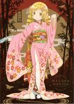  absurdres animal_print bamboo blonde_hair bug butterfly butterfly_print drill_hair egasumi fan floral_print flower folding_fan furisode hair_ornament halftone highres huge_filesize insect japanese_clothes juban kanzashi kimono mahou_shoujo_madoka_magica mahou_shoujo_madoka_magica_movie official_art plum_blossoms scan scan_artifacts silhouette susohiki tabi tomoe_mami twin_drills twintails yellow_eyes 