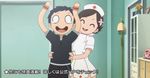  1boy 1girl ^_^ animated animated_gif eyes_closed happy hiizumi_akina indoors nurse nurse_outfit smile tickling v_juri_f yozakura_quartet 