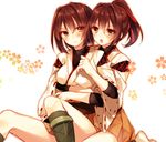  :o blush brown_eyes brown_hair hair_ribbon hug hug_from_behind hyuuga_(kantai_collection) ise_(kantai_collection) japanese_clothes kantai_collection multiple_girls open_mouth ponytail ribbon ribbon-trimmed_sleeves ribbon_trim short_hair sitting toosaka_asagi yuri 