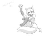  breasts canine collar female fox hindpaw leash looking_at_viewer mammal monochrome nude paws pira raised_leg sketch solo 