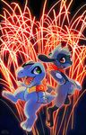  feral fireworks haychel leon male nintendo pok&#233;mon riolu totodile vagus video_games 