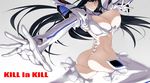  areola_slip areolae ass bad_id bad_pixiv_id black_hair blue_eyes boots breasts copyright_name frilled_legwear gloves highres junketsu kill_la_kill kiryuuin_satsuki large_breasts long_hair long_sleeves revealing_clothes shoujo_donburi simple_background solo thigh_boots thighhighs white_background white_legwear 