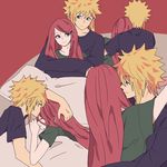  blue_eyes hair_ornament hairclip long_hair namikaze_minato naruto red_hair smile uzumaki_kushia uzumaki_kushina very_lng_hair very_long_hair 