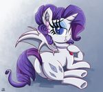  2013 bat_wings blue_eyes cat_eyes cutie_mark danielsplatter equine eyeshadow fangs female friendship_is_magic hair horn horse looking_at_viewer lying makeup mammal my_little_pony necklace piercing pony purple_hair rarity_(mlp) slit_pupils solo unicorn vampire wings 