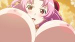  1girl blush breasts erect_nipples hair_ornament huge_breasts nipples open_mouth pink_hair red_eyes seikon_no_qwaser tsujidou_miyuri 