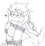  bowser breasts collar crossgender fangs female hair horn koopa lesly10 mario_bros monochrome nintendo reptile scalie smile spiked_bracelet spiked_collar spikes video_games 