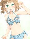  bikini brown_hair frilled_bikini frills green_eyes highres idolmaster idolmaster_(classic) long_hair solo swimsuit takatsuki_yayoi twintails y_(sy20) 