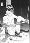  1girl anal anal_vibrator barefoot bdsm bondage bound dildo eyes_closed flat_chest gag hayashibara_hikari improvised_gag monochrome rope source_request tape tape_gag tears vibrator 