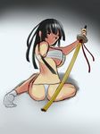 59442587 absurdres amputee black_hair breasts cleavage fundoshi highres hime_cut hime_eyebrows sarashi source_request sword tabi weapon 