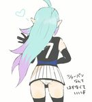  ahoge bad_id bad_pixiv_id blue_hair elbow_gloves from_behind gloves heart hidari_(derogucha) hilary_flail inazuma_eleven_(series) inazuma_eleven_go inazuma_eleven_go_galaxy long_hair multicolored_hair panties pointy_ears purple_hair simple_background solo spoken_heart thighhighs two-tone_hair underwear upskirt very_long_hair white_background 