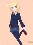  alternate_costume blonde_hair braid contemporary heart kirisame_marisa leg_up long_hair pantyhose polka_dot polka_dot_legwear shorts single_braid smile solo sweater touhou tsuno_no_hito yellow_eyes 