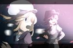  bad_id bad_pixiv_id blonde_hair blue_eyes blurry book brown_eyes brown_hair cherry_blossoms depth_of_field ghostly_field_club letterboxed maribel_hearn motion_blur multiple_girls necktie open_mouth petals short_hair star_(sky) sweatdrop tokoroten_(hmmuk) touhou usami_renko 